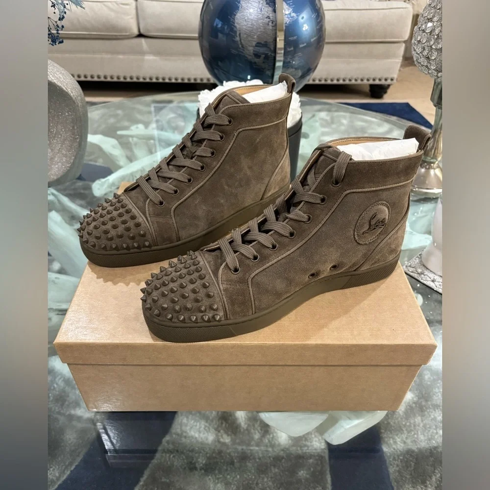 NWT Christian Louboutin Spikes Orlato Flat in Brown Retails at $1045